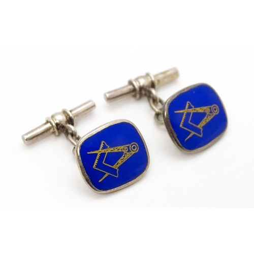 840A - Two silver studs with enamel detail hallmarked Birmingham 1987 maker Deakin & Francis. Together with... 