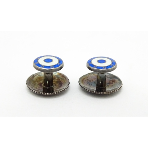 840A - Two silver studs with enamel detail hallmarked Birmingham 1987 maker Deakin & Francis. Together with... 