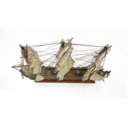 1282 - A 20thC scale model of a frigate / sailing ship, titled to plaque 'The President Frigate Year 1800'.... 