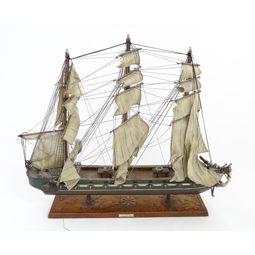 1282 - A 20thC scale model of a frigate / sailing ship, titled to plaque 'The President Frigate Year 1800'.... 