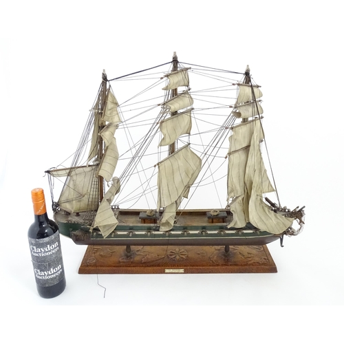 1282 - A 20thC scale model of a frigate / sailing ship, titled to plaque 'The President Frigate Year 1800'.... 