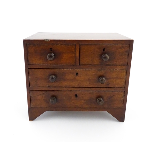 1288 - A 19thC mahogany apprentice piece chest of drawers comprising two short over two long drawers. Appro... 