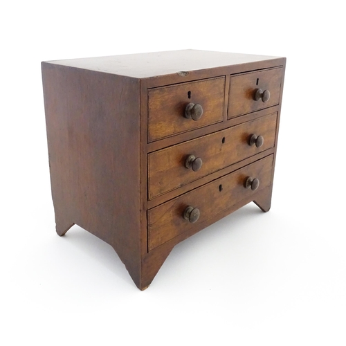 1288 - A 19thC mahogany apprentice piece chest of drawers comprising two short over two long drawers. Appro... 