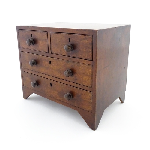 1288 - A 19thC mahogany apprentice piece chest of drawers comprising two short over two long drawers. Appro... 