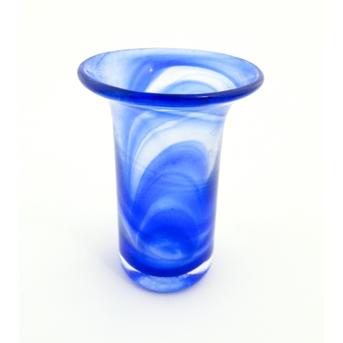 207A - A Swedish Vas Vitreum blue glass vase with flared rim, signed under Vas Vitreum Sweden. Approx. 4 3/... 