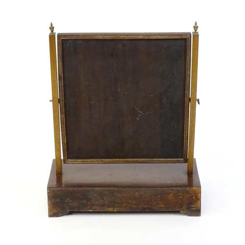 1663 - A late 19thC walnut toilet mirror / dressing mirror with satinwood inlay and surmounted by brass fin... 