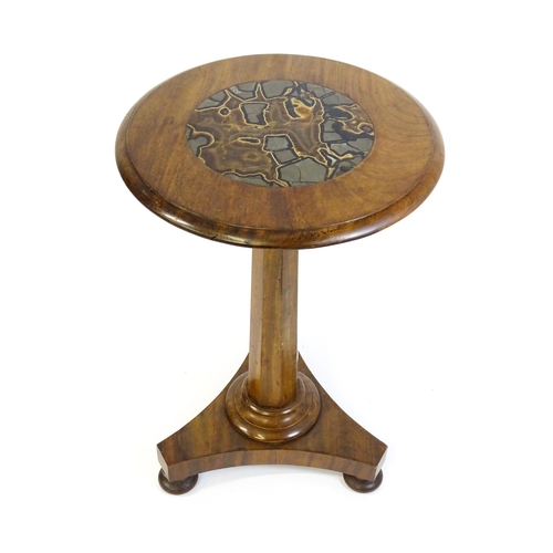 1751 - A Victorian mahogany and septarian nodule occasional table, the circular top raised on a canted pede... 