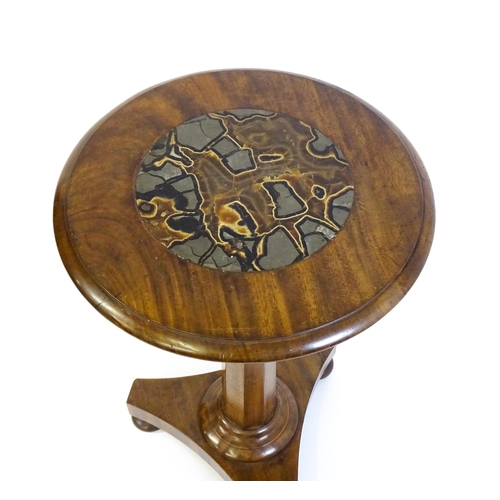 1751 - A Victorian mahogany and septarian nodule occasional table, the circular top raised on a canted pede... 