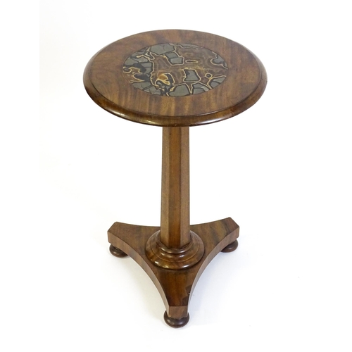 1751 - A Victorian mahogany and septarian nodule occasional table, the circular top raised on a canted pede... 