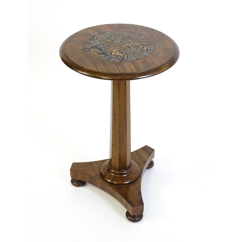 1751 - A Victorian mahogany and septarian nodule occasional table, the circular top raised on a canted pede... 