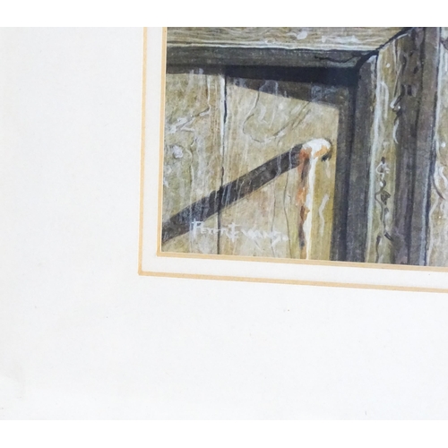 1990 - Peter Evans (b.1943), Acrylic on board, White Doors. Signed lower left and ascribed to label verso. ... 