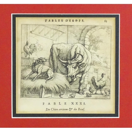 2012 - After Francis Barlow (1622-1704), Etchings, Two etchings from Fables D'Esope / Aesop's Fables compri... 