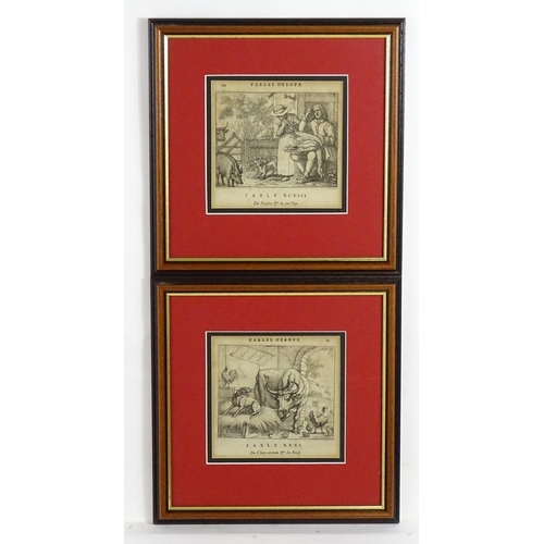 2012 - After Francis Barlow (1622-1704), Etchings, Two etchings from Fables D'Esope / Aesop's Fables compri... 