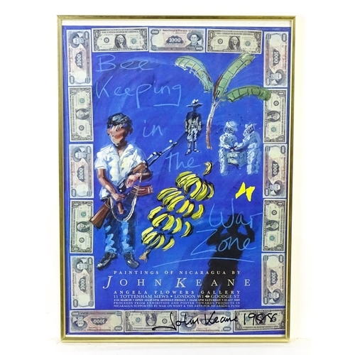 2016 - A 20thC exhibition poster for Paintings of Nicaragua by John Keane, signed by the artist and dated 1... 