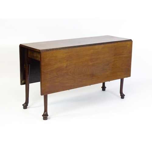 1531 - A 19thC mahogany D - end dining table comprised of two demi lune tables and a drop flap table raised... 