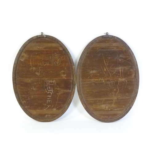 1535 - A pair of late 19thC Irish mirrors of oval from with glass frames. 30