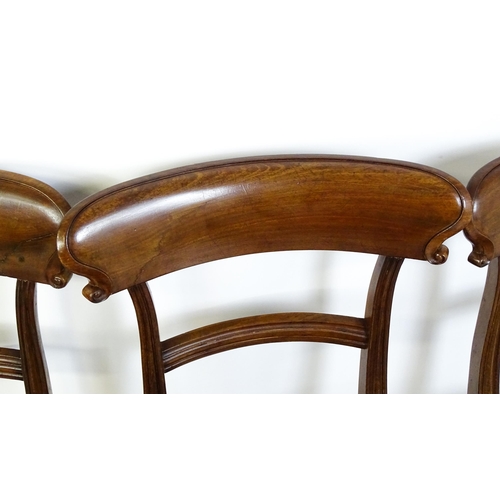 1539 - A set of six 19thC mahogany dining chairs with large curved top rails, bowed, moulded mid rails and ... 