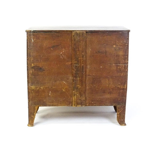 1551 - A mid 19thC mahogany chest of drawers with a bow fronted top above three short over three long drawe... 