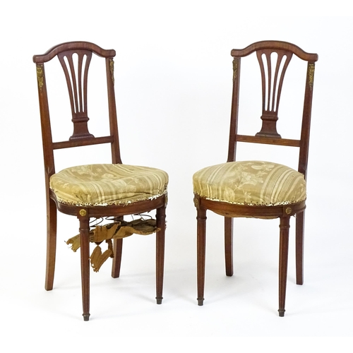 1601 - A pair of Louis Phillipe mahogany side chairs with pierced, fanned back splats over sprung seats and... 