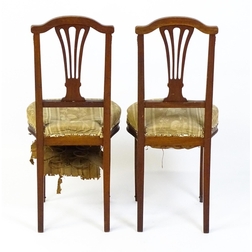 1601 - A pair of Louis Phillipe mahogany side chairs with pierced, fanned back splats over sprung seats and... 