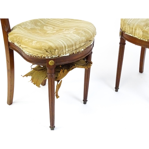 1601 - A pair of Louis Phillipe mahogany side chairs with pierced, fanned back splats over sprung seats and... 