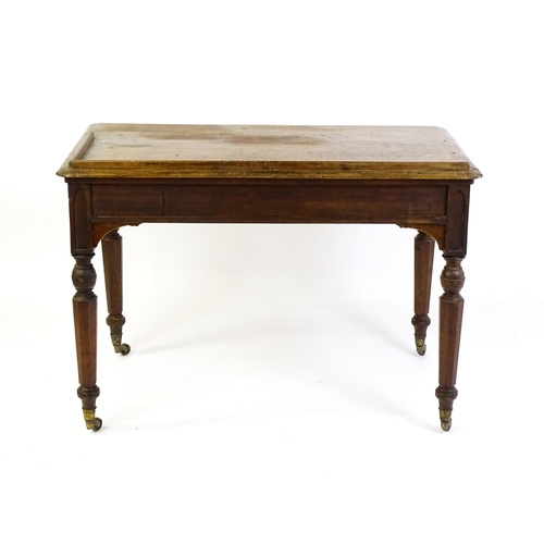 1636 - A 19thC walnut Gothic desk by Hindley & Sons of Oxford St, London with a shaped upstand above two sh... 