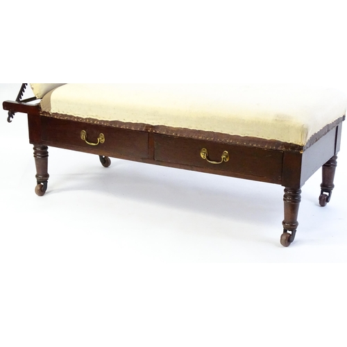 1705 - A Victorian 'Carters Literary Machine' day bed with an adjustable backrest above two short drawers w... 