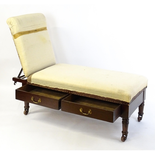 1705 - A Victorian 'Carters Literary Machine' day bed with an adjustable backrest above two short drawers w... 