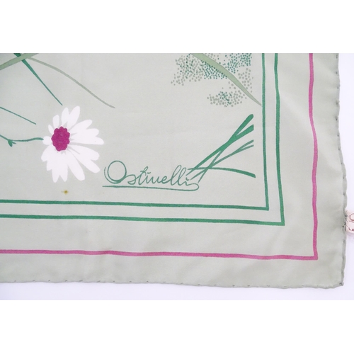 1093 - Vintage fashion / clothing: A quantity of scarves to include a green silk Ostinelli scarf measuring ... 