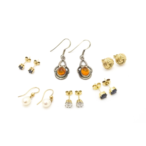 849 - Six pairs of assorted drop and stud earrings