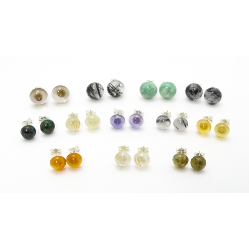 852 - Twelve assorted pairs of stud earrings set with cabochon detail