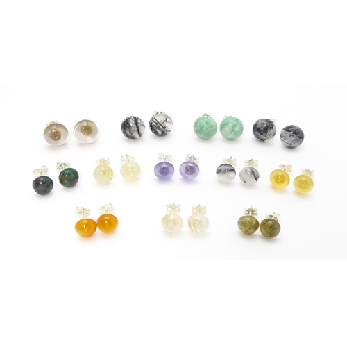 852 - Twelve assorted pairs of stud earrings set with cabochon detail