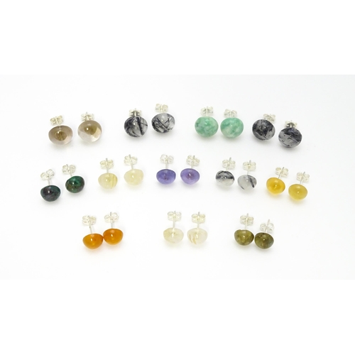 852 - Twelve assorted pairs of stud earrings set with cabochon detail