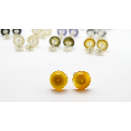 852 - Twelve assorted pairs of stud earrings set with cabochon detail