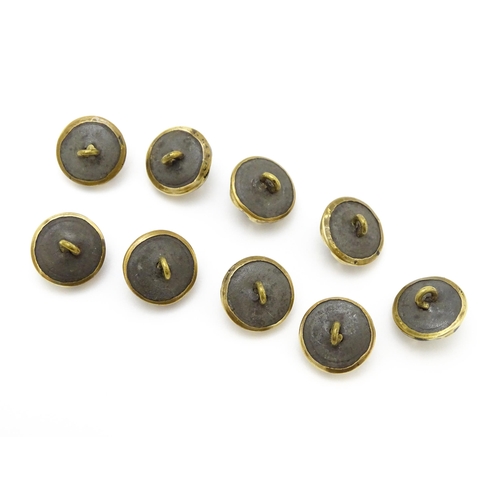 862 - Nine vintage buttons with black enamel and lobed decoration. Approx. 1/2