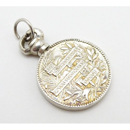 868 - Three items comprising pendant, coin and miniature scent. Scent approx. 1 1/4