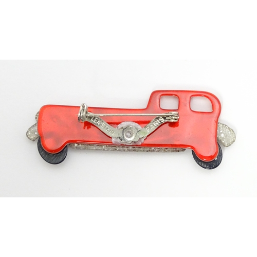 876 - Lea Stein Paris : A brooch formed as a vintage car. Approx. 2 3/4