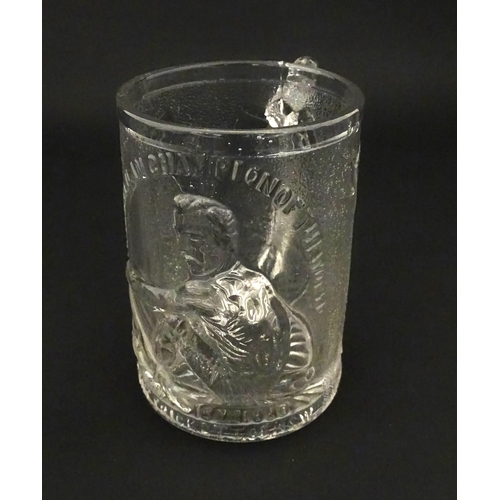 219 - British / Australian Rowing Interest: A glass tankard titled 'Edward Hanlan Champion of the World No... 