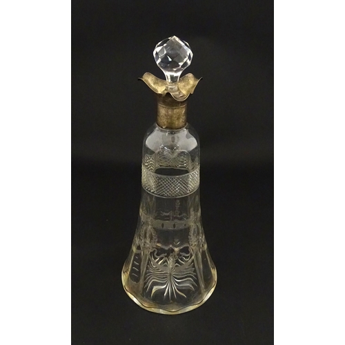 265 - A cut glass decanter with silver mounts hallmarked Birmingham 1911. Approx. 9 1/4