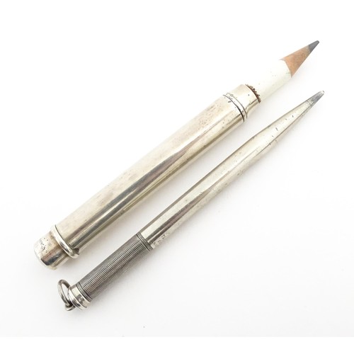 1215 - Two silver propelling pencils by Sampson Mordan, one hallmarked London 1919, the other 1927. Largest... 