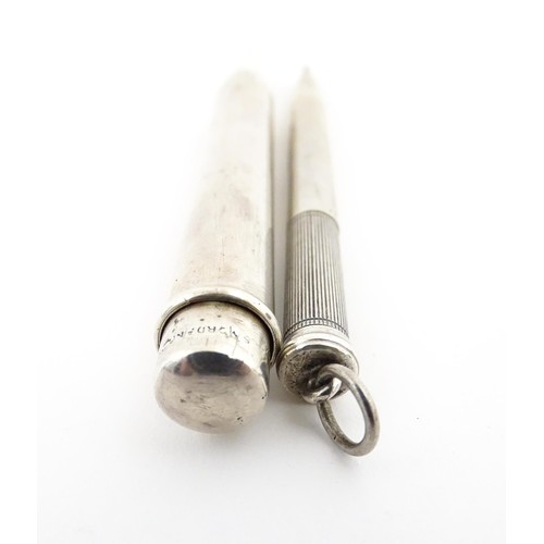 1215 - Two silver propelling pencils by Sampson Mordan, one hallmarked London 1919, the other 1927. Largest... 