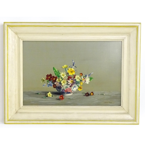 1764 - Lawrence Biddle (1888-1968), Oil on board, A still life study with flowers in a bowl. Signed and dat... 