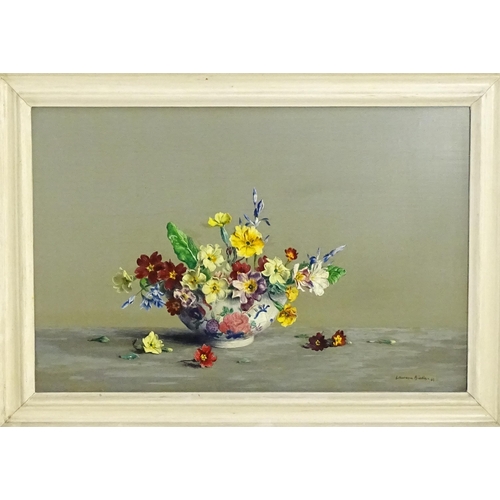 1764 - Lawrence Biddle (1888-1968), Oil on board, A still life study with flowers in a bowl. Signed and dat... 