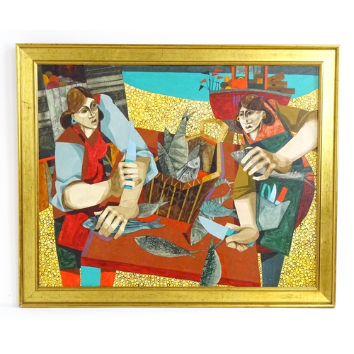 George Large (b. 1936), Oil on canvas, Fisherwomen. Signed and dated 2000 lower left and ascribed verso. Approx. 23 3/4" x 29 1/2"