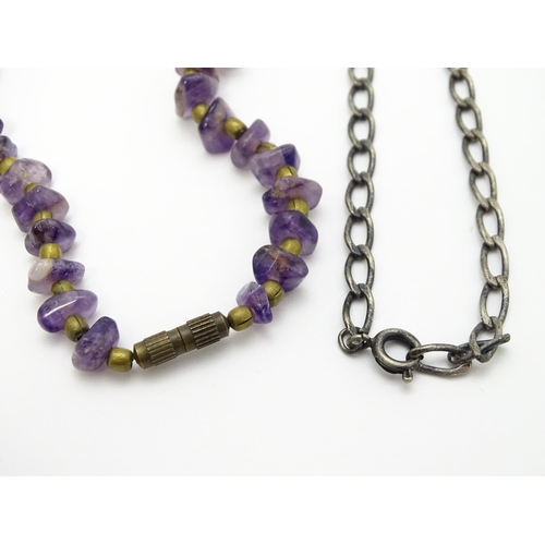 896 - Assorted amethyst hardstone bead necklaces. Longest approx. 28