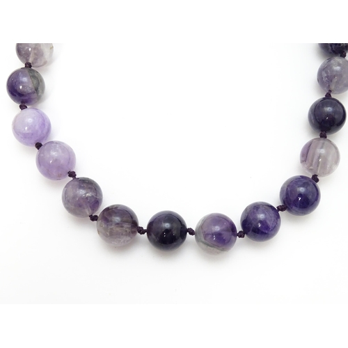 896 - Assorted amethyst hardstone bead necklaces. Longest approx. 28