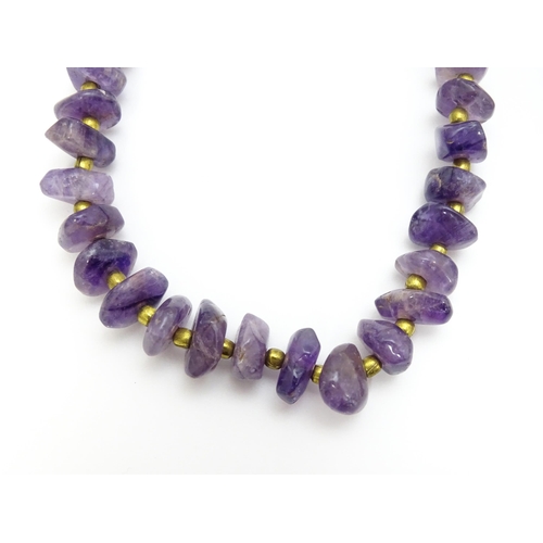 896 - Assorted amethyst hardstone bead necklaces. Longest approx. 28