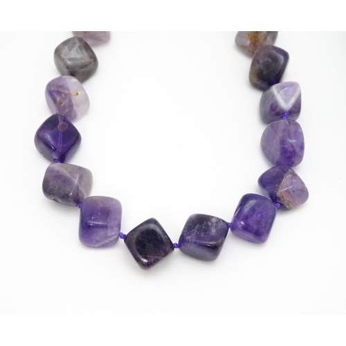 896 - Assorted amethyst hardstone bead necklaces. Longest approx. 28