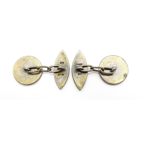 918 - A pair of Scandinavian silver gilt cufflinks with enamel decoration. Probably Norwegian by David And... 