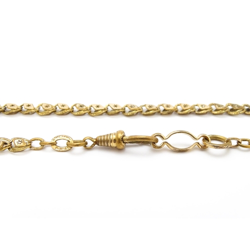 923 - A rolled gold / plated watch chain with star detail. Approx. 18